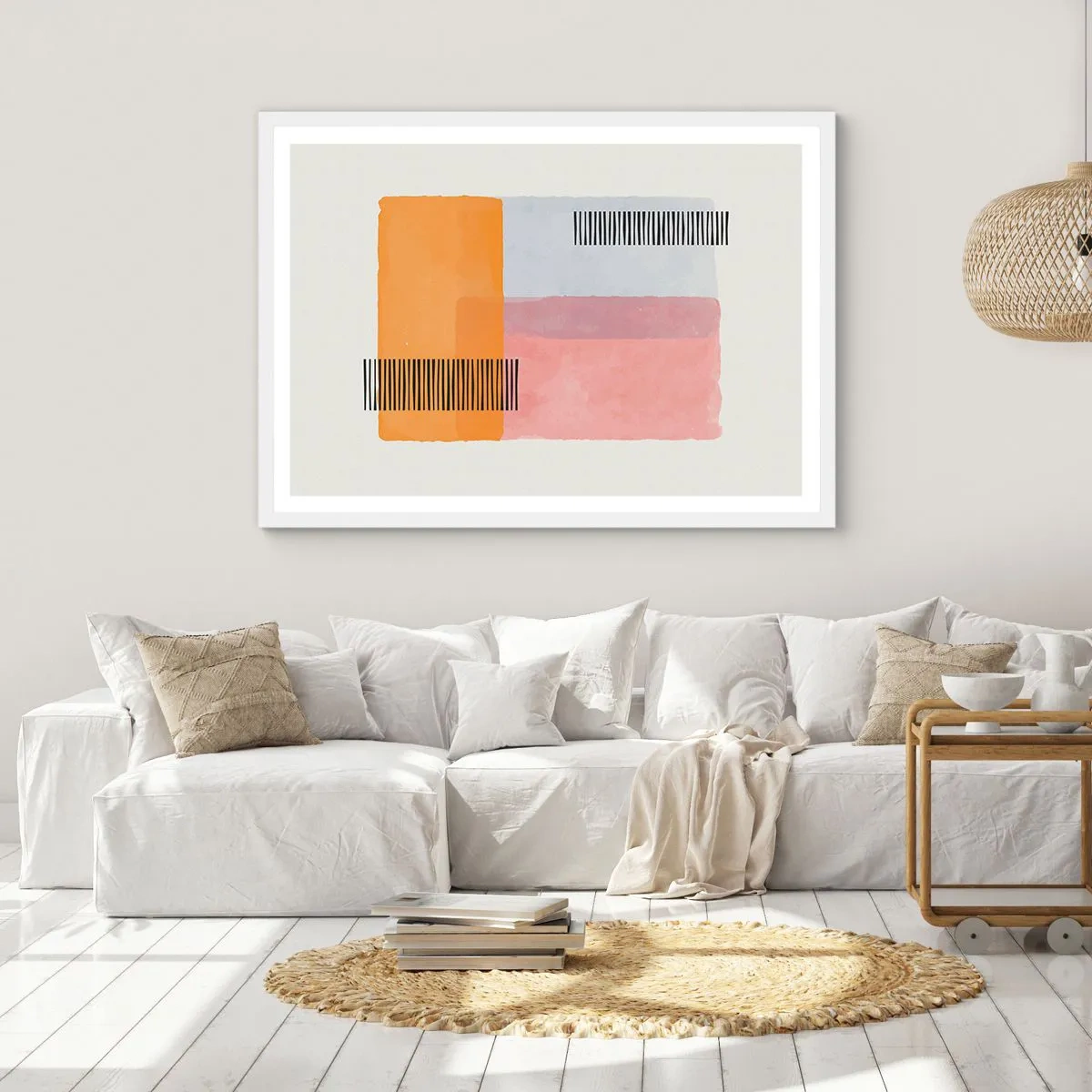 Poster in een witte lijst - Van hoek tot hoek - 100x70 cm