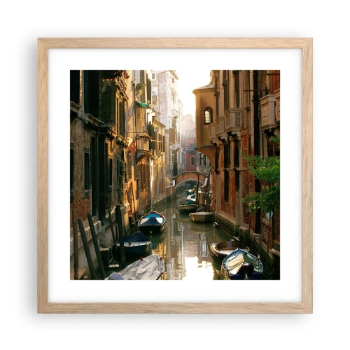 Een poster in een licht eiken lijst - In een Venetiaans steegje - 40x40 cm