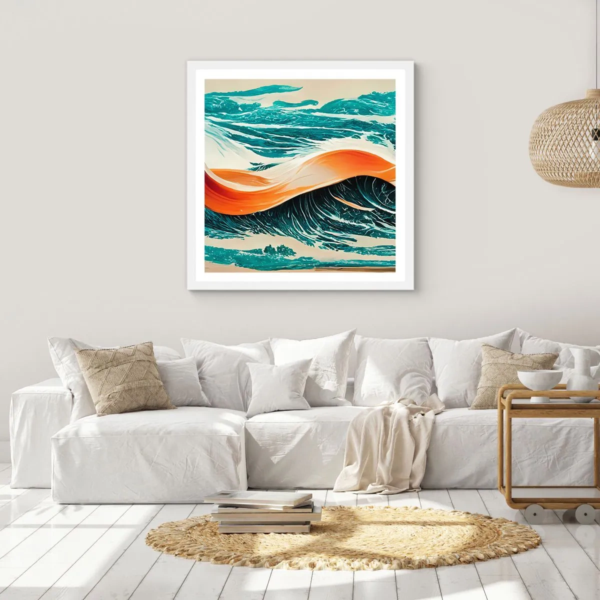 Poster in een witte lijst - De droom van elke surfer - 60x60 cm