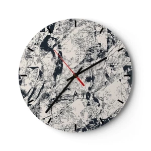 Wandklok - Klok - Abstracte compositie in tinten zwart en grijs - 30x30cm - Interpenetratie van tegenstellingen - Moderne wanddecoratie voor woonkamer, keuken en slaapkamer ARTTOR
