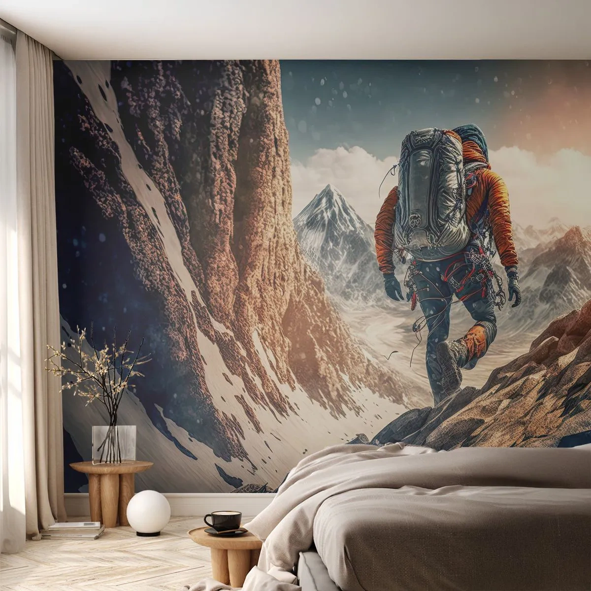Zelfklevend Fotobehang Deluxe Sticker - Eenzame strijder - Alpen, Klimmen, Bergen - 350x256 cm