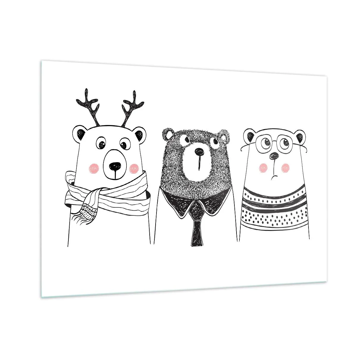 Schilderen op glas - Beer, beertje en taddybeer - 100x70 cm
