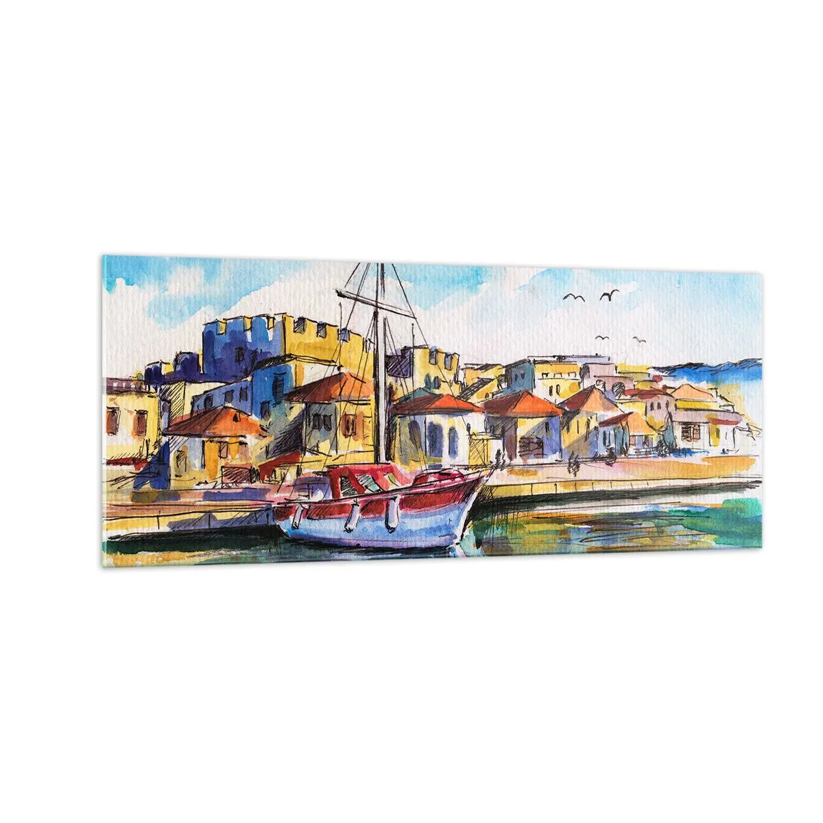 Schilderen op glas - Regenboogmiddag - 100x40 cm