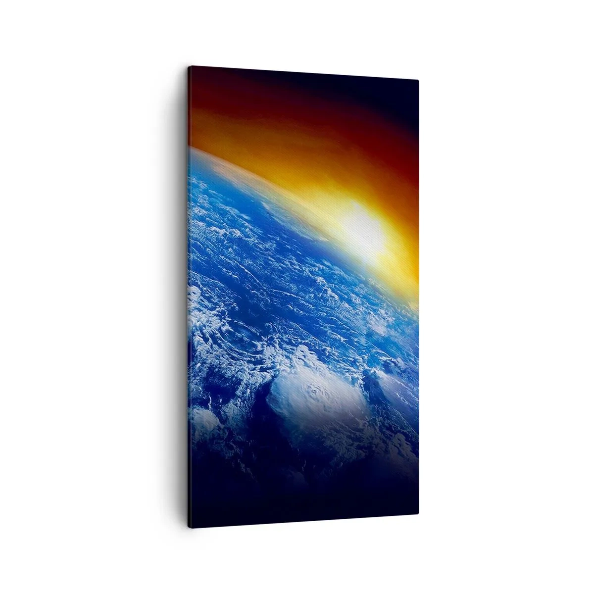 Schilderen op canvas - Zonsopgang boven de blauwe planeet - 45x80 cm