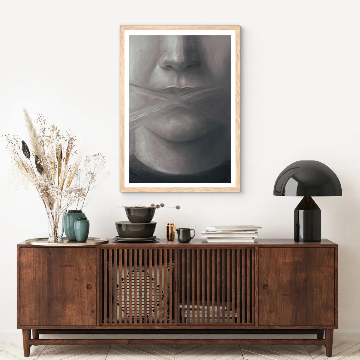 Een poster in een licht eiken lijst - Zonder een woord - 70x100 cm