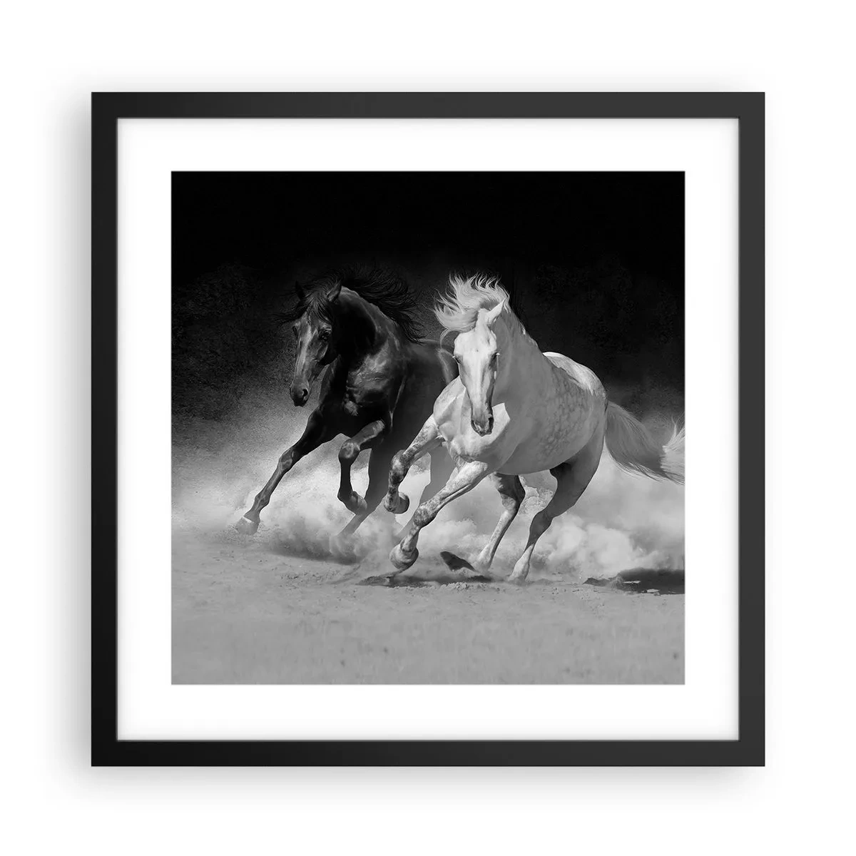 Poster in een zwarte lijst - Vrijheidsgalop - 40x40 cm