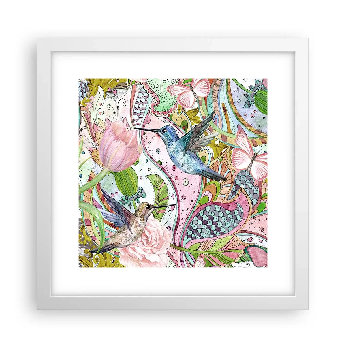 Poster in een witte lijst - Verstrikt in wijnstokken - 30x30 cm