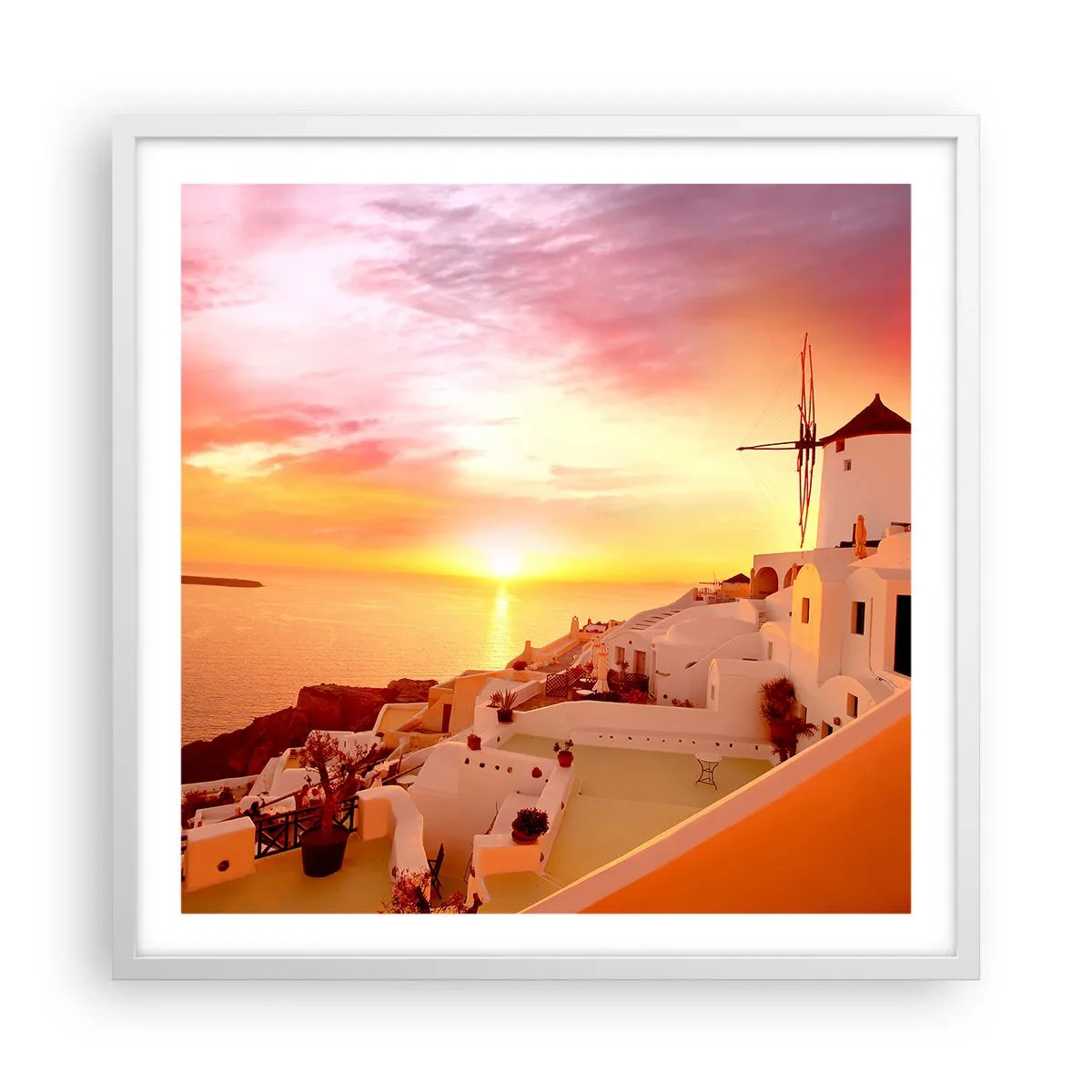 Poster in een witte lijst - Spreiden in wit en goud  - 60x60 cm