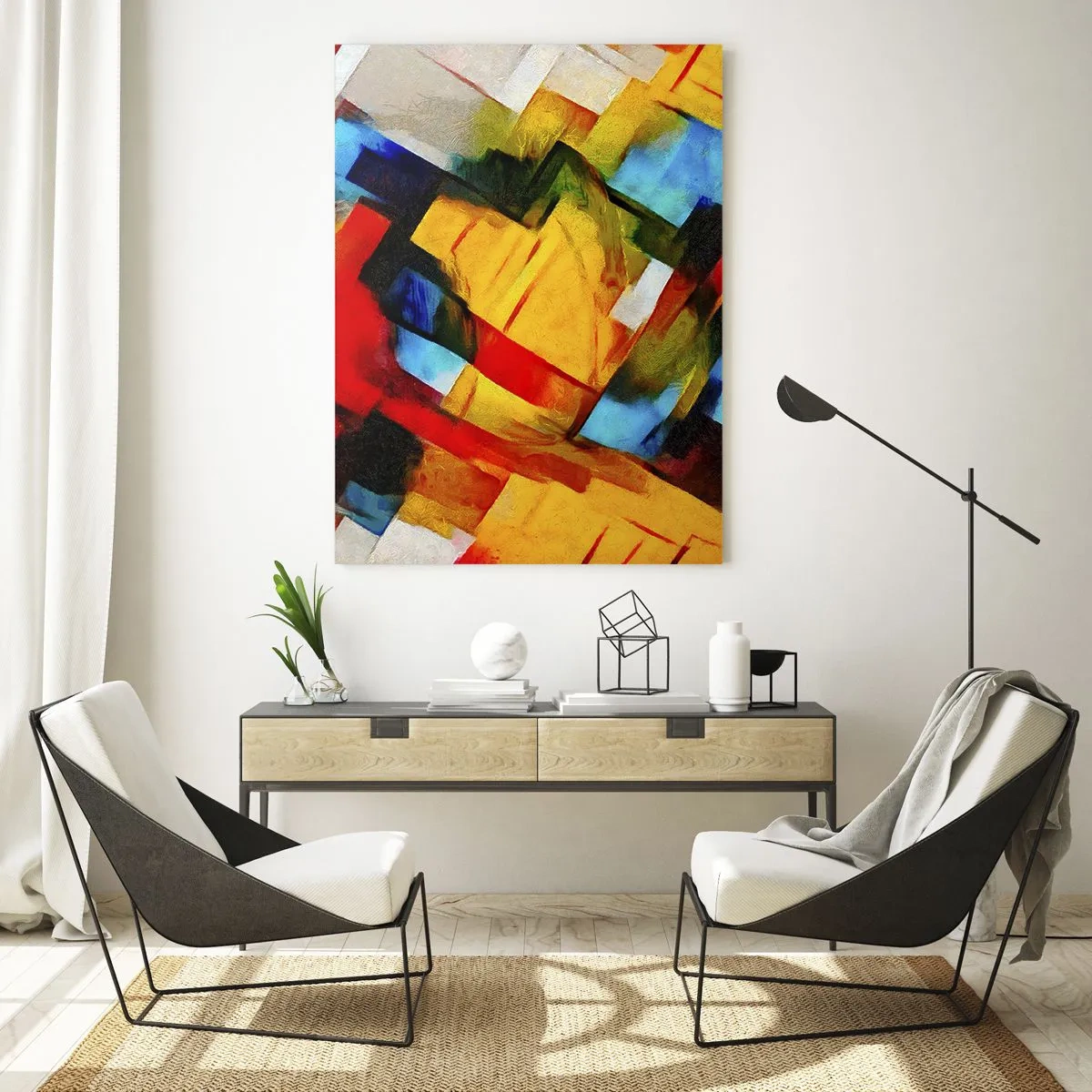 Schilderen op glas - Een veelkleurig lagen koekje - 50x70 cm