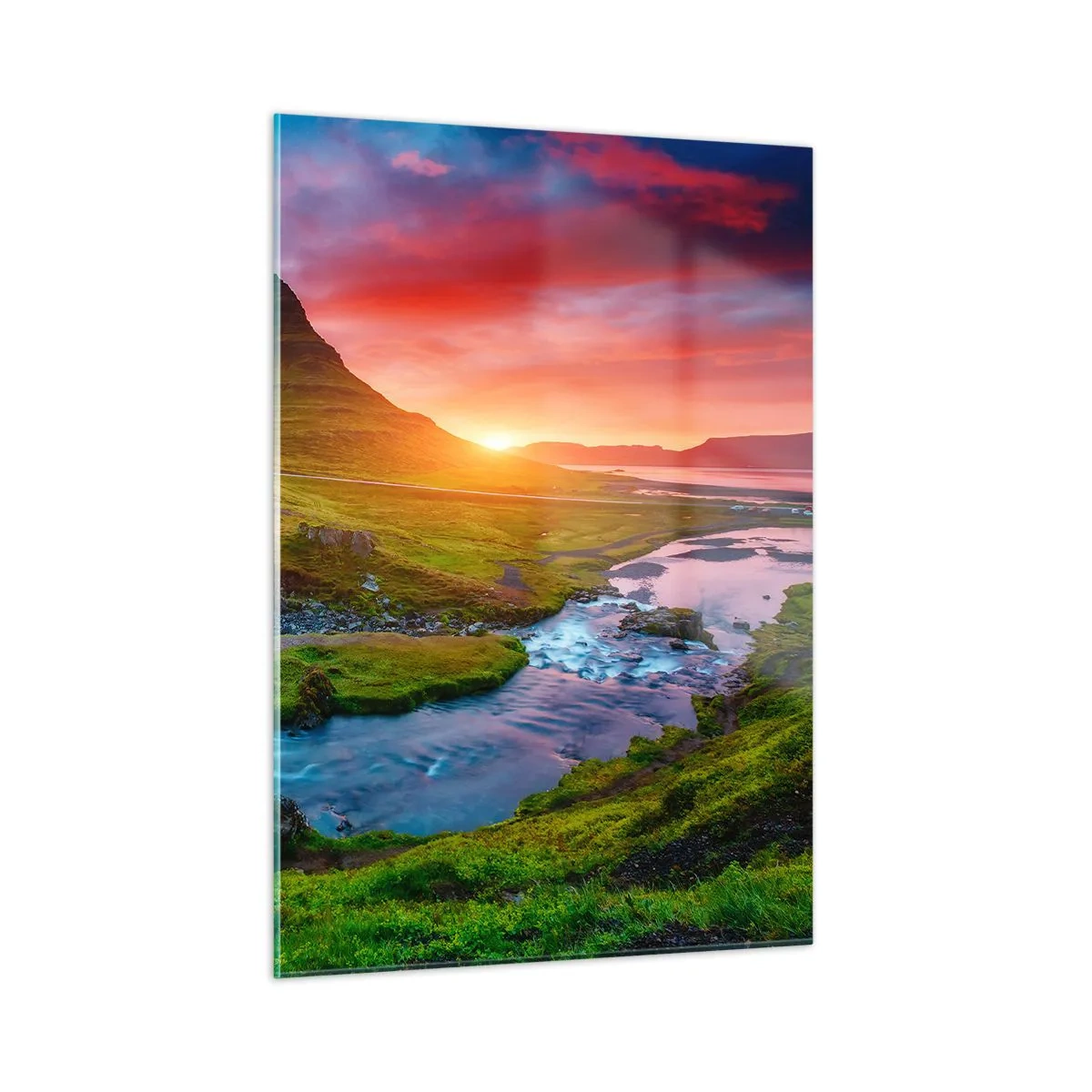 Schilderen op glas - IJsland - vuur en water - 50x70 cm