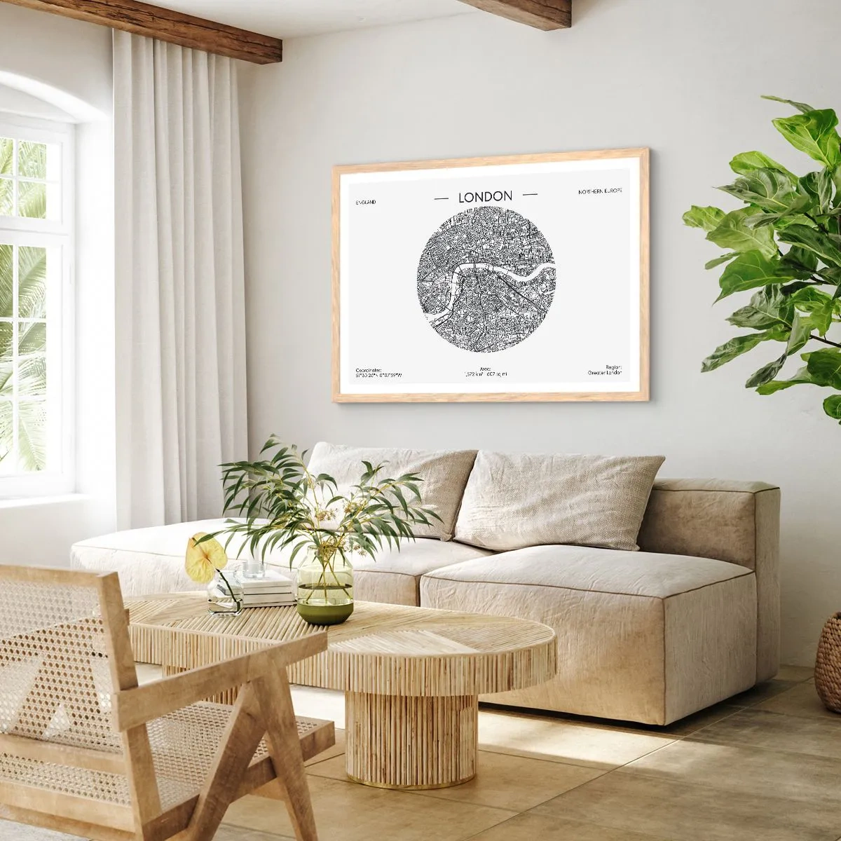 Een poster in een licht eiken lijst - Anatomie van Londen  - 91x61 cm