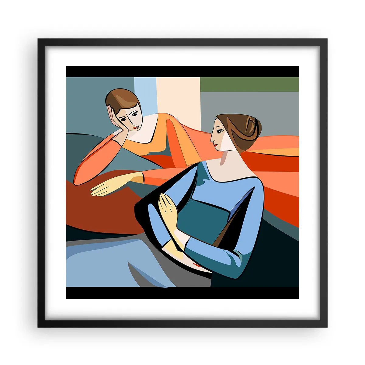 Poster in een zwarte lijst - Een moment van vertrouwen - 50x50 cm