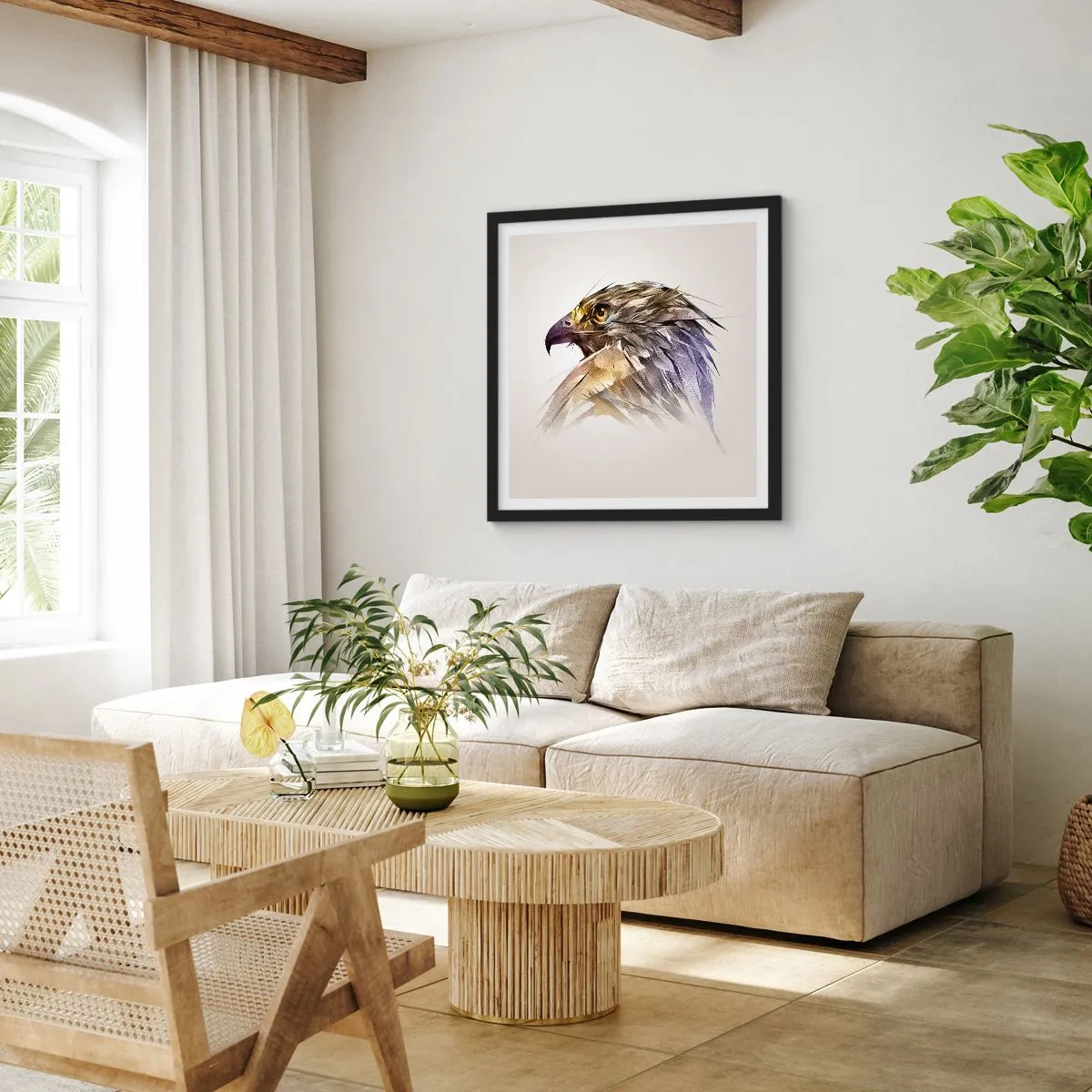 Poster in een zwarte lijst - Portret van een krijger - 50x50 cm