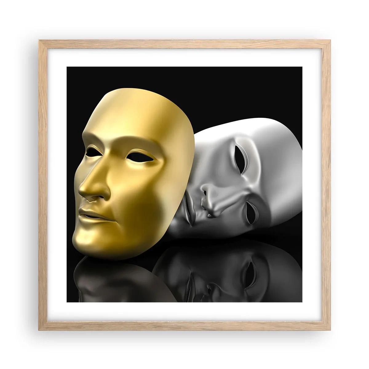 Een poster in een licht eiken lijst - Het leven is theater - 50x50 cm