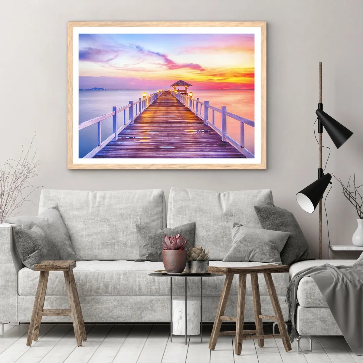 Een poster in een licht eiken lijst - De lila-gouden stilte van de avond - 40x30 cm