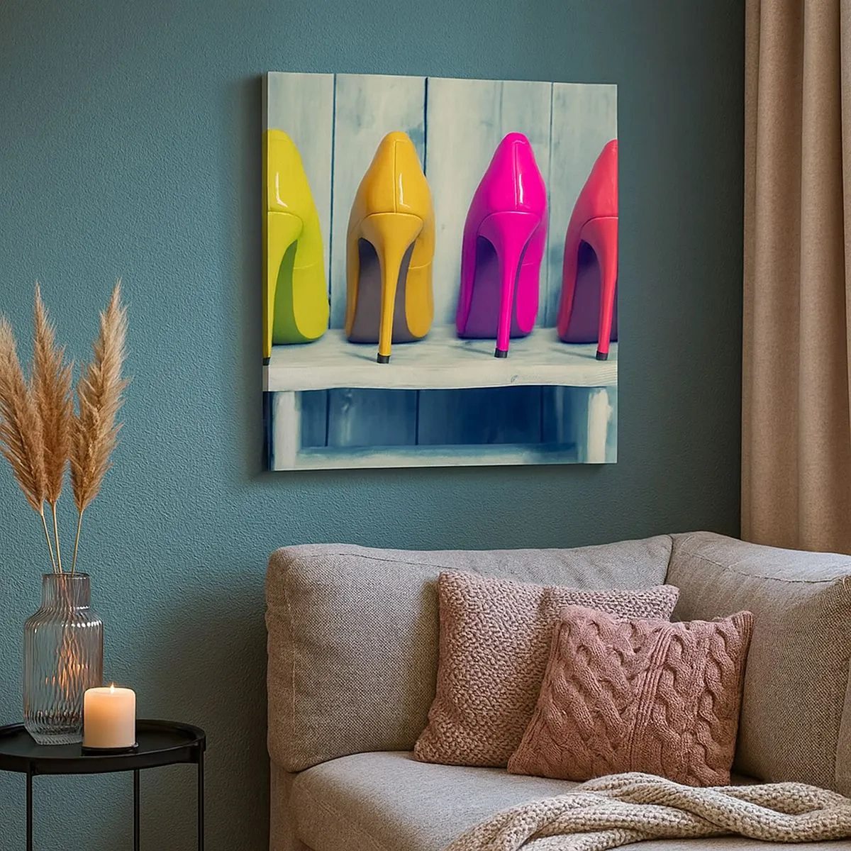 Schilderen op canvas - Loop op de regenboog - 30x30 cm