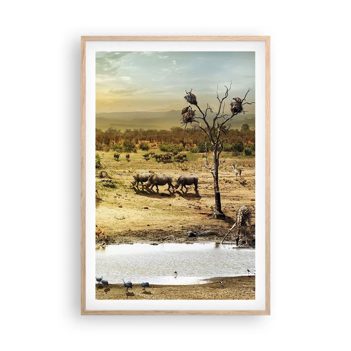 Een poster in een licht eiken lijst - "Er stroomde een rivier uit Eden …" - 61x91 cm
