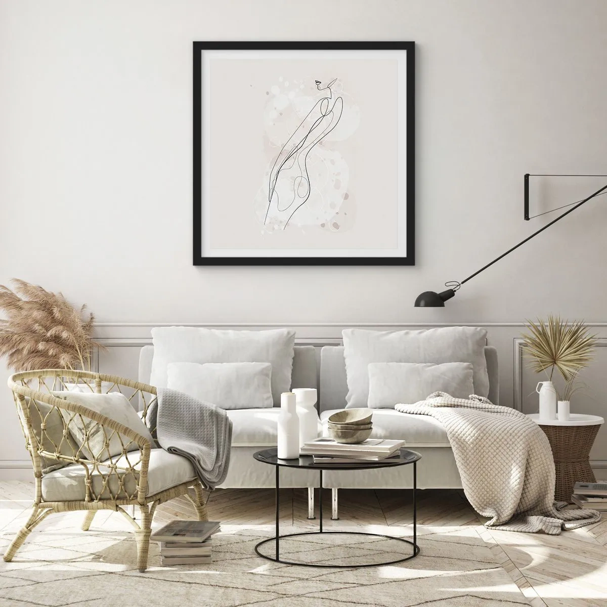 Poster in een zwarte lijst - De blik dwaalt af - 30x30 cm