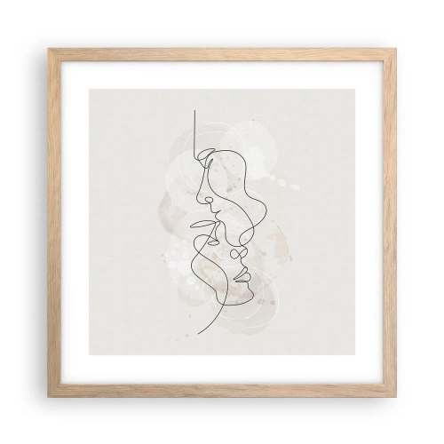 Een poster in een licht eiken lijst - Verstrikt in een omhelzing - 40x40 cm