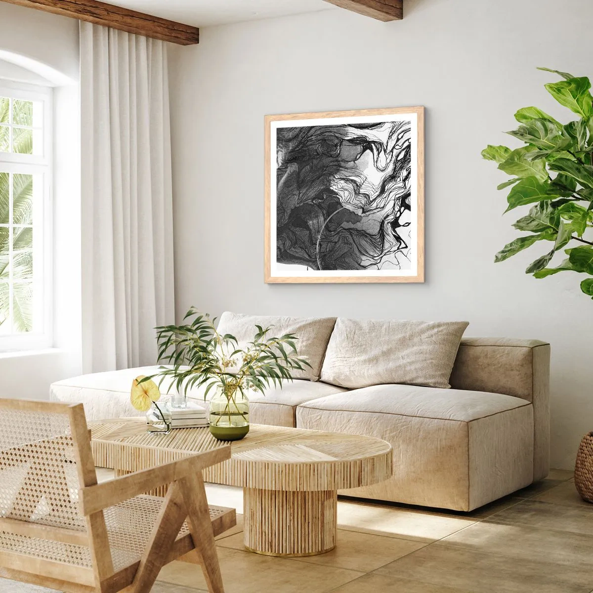 Een poster in een licht eiken lijst - Verstrikt in dromen - 40x40 cm