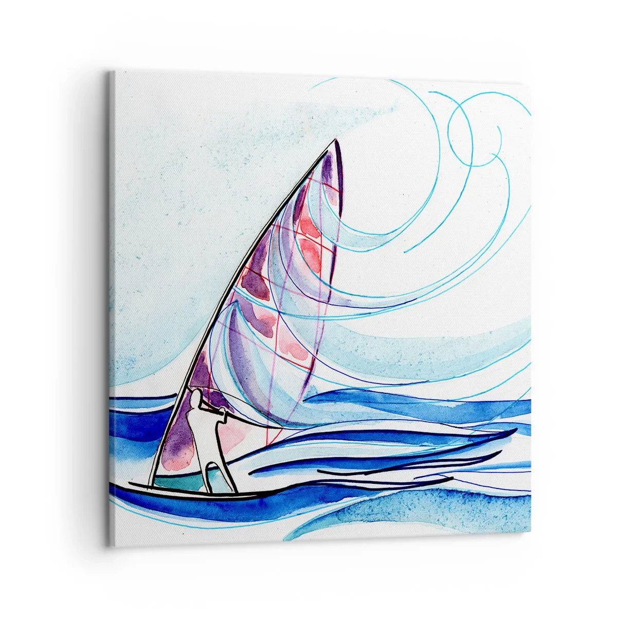 Schilderen op canvas - Met de wind op het ritme van de golven - 50x50 cm