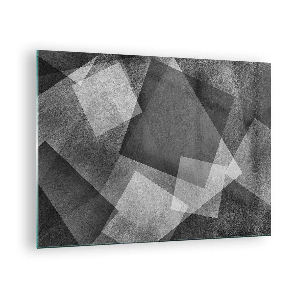 Schilderen op glas - Geometrische abstractie in tinten zwart, wit en grijs - 70x50cm - Het eeuwige symbool van duurzaamheid en orde - Moderne wanddecoratie voor woonkamer en slaapkamer ARTTOR