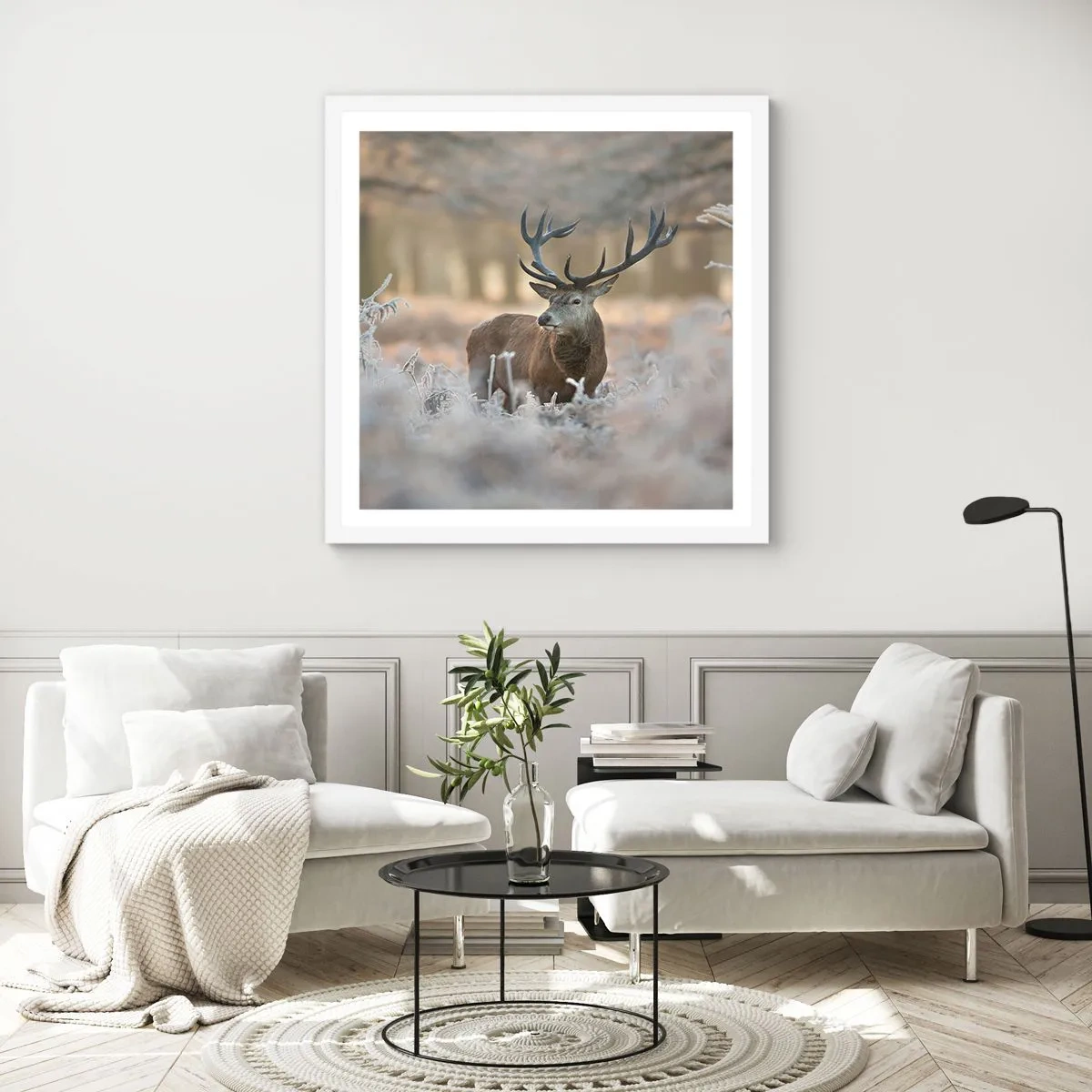 Poster in een witte lijst - Een frisse ochtend - 60x60 cm