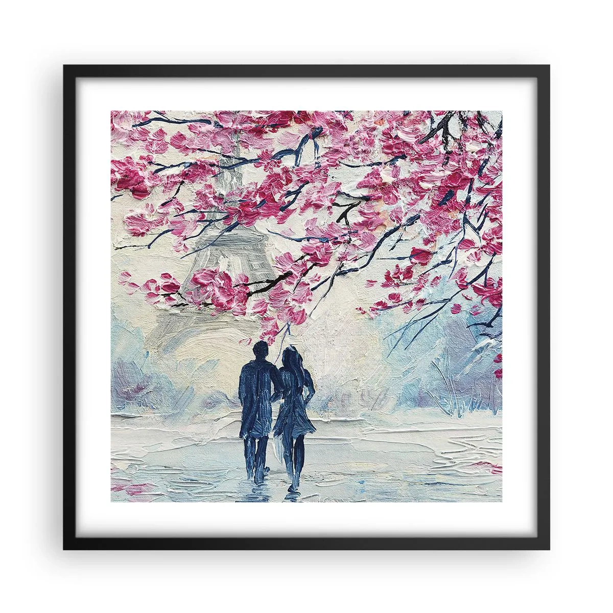 Poster in een zwarte lijst - Een romantische wandeling - 50x50 cm