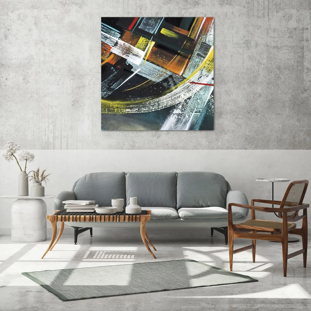 Schilderen op glas - De energie van beweging - 60x60 cm
