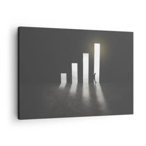 Schilderen op canvas - Symbolische groei in de vorm van door licht verlichte passages - 70x50cm - Succes - impressie - Moderne wanddecoratie voor woonkamer en slaapkamer ARTTOR
