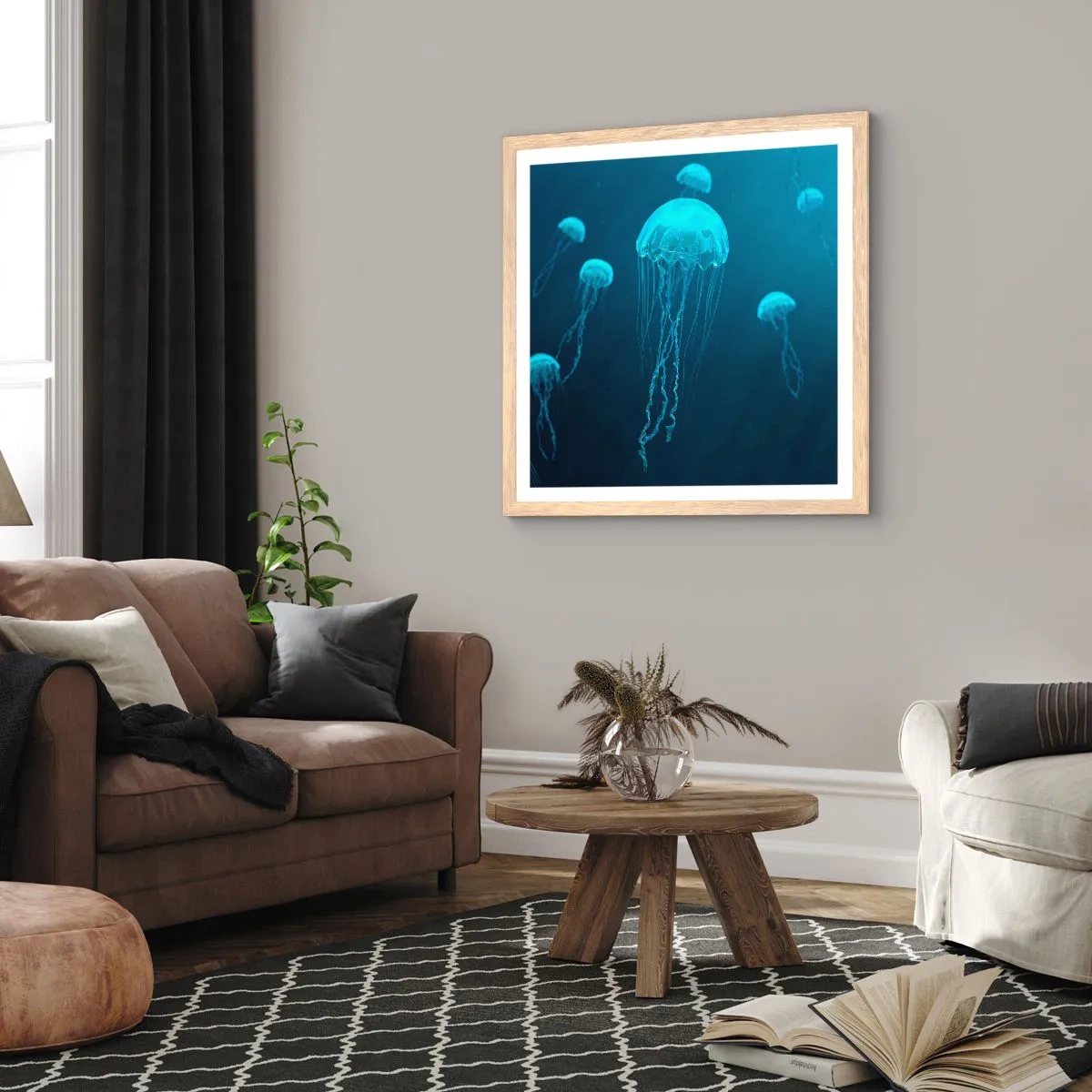 Een poster in een licht eiken lijst - Oceaandans - 40x40 cm