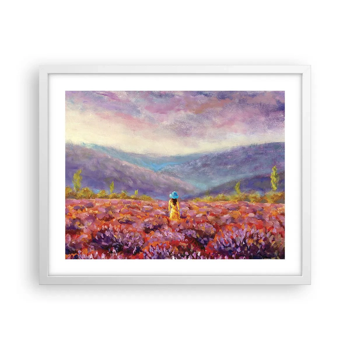 Poster in een witte lijst - In een lavendelwereld - 50x40 cm