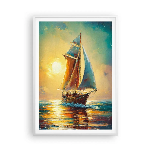 Poster in een witte lijst - Onder vol zeil - 70x100 cm