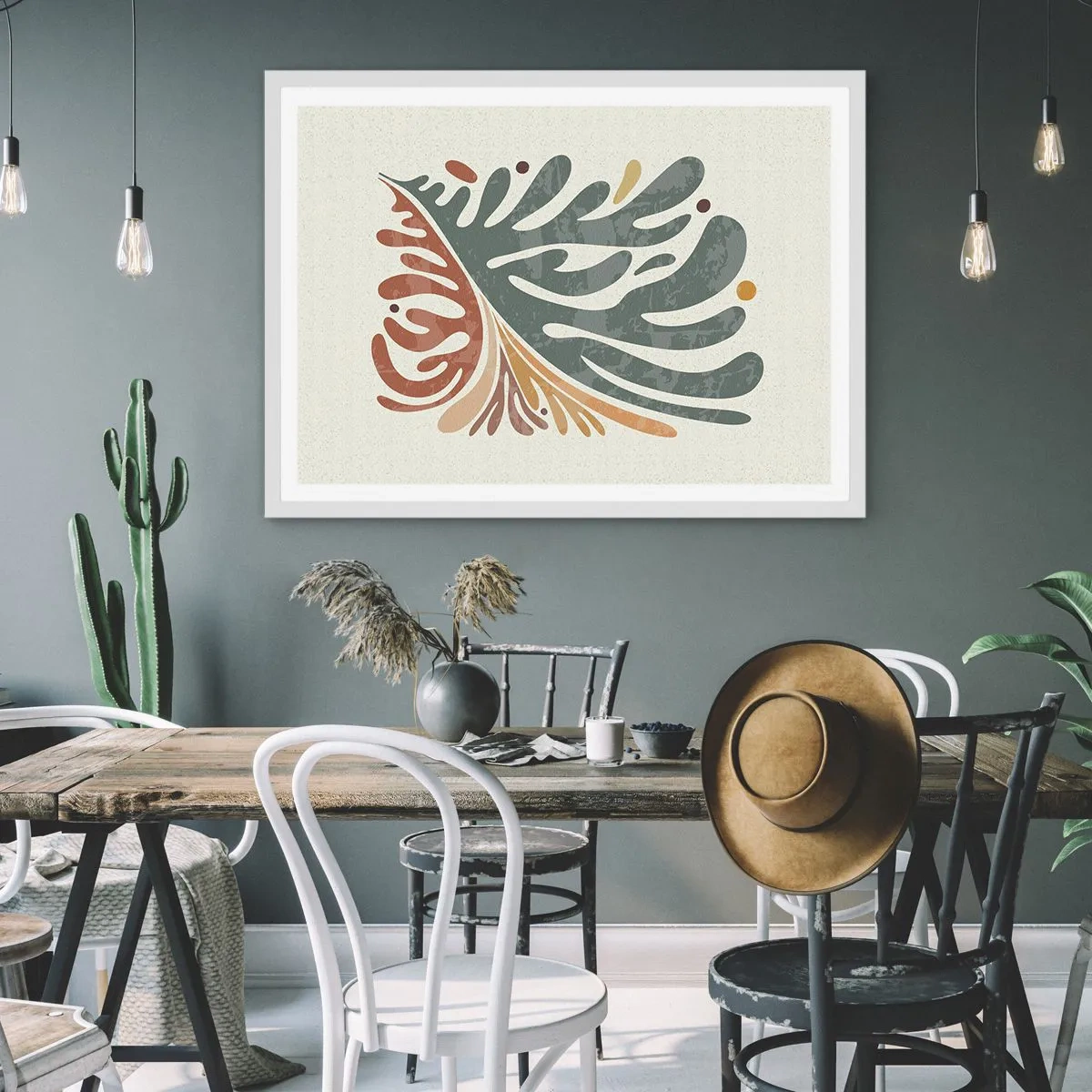 Poster in een witte lijst - Veelkleurig blad - 40x30 cm