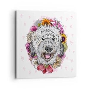 Schilderen op canvas - Puppy vreugde - 70x70 cm
