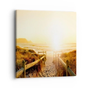 Schilderen op canvas - Over het duin, richting de zon - 40x40 cm