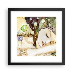 Poster in een zwarte lijst - Een smaragd-violette droom - 30x30 cm