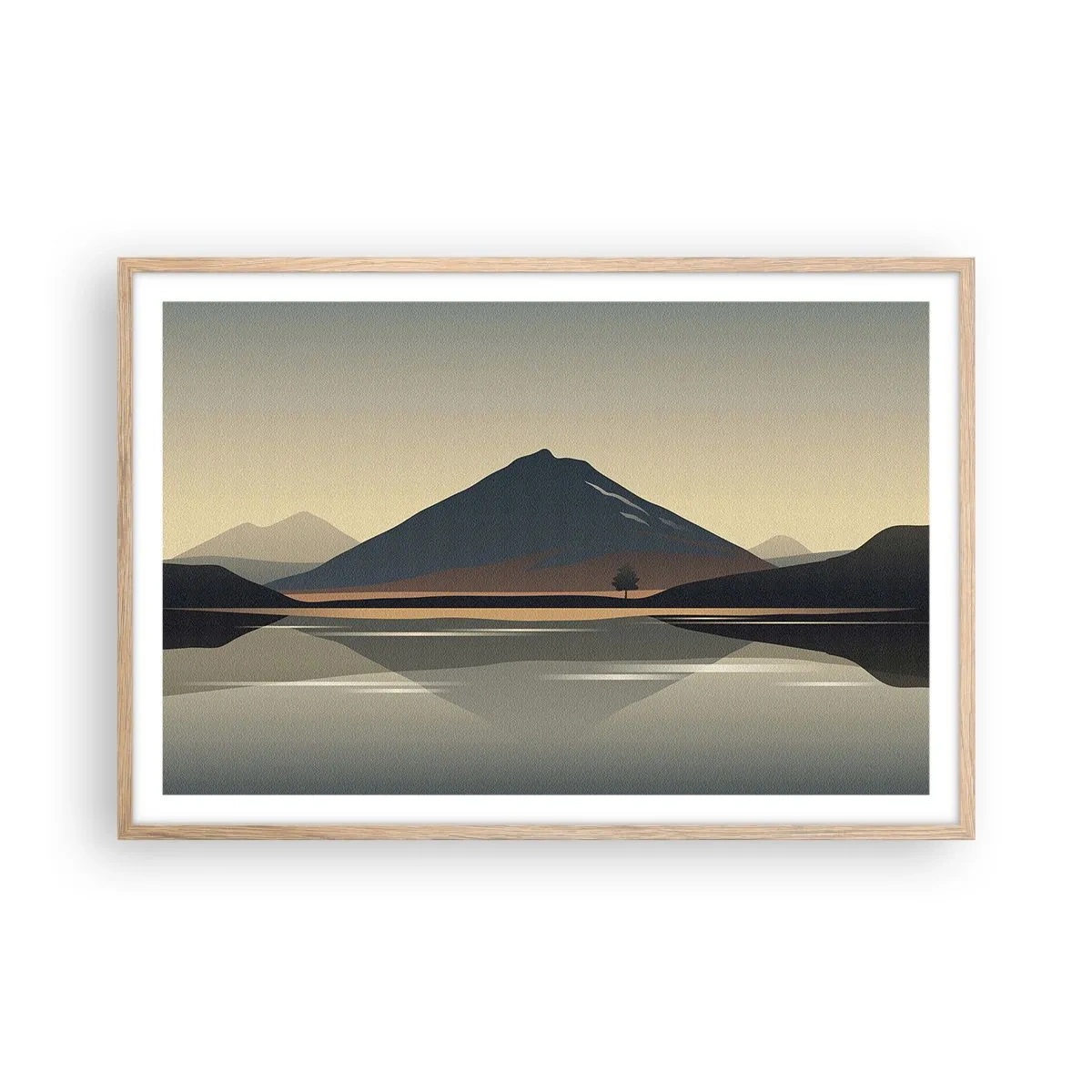 Een poster in een licht eiken lijst - Spiegelreflectie - 91x61 cm