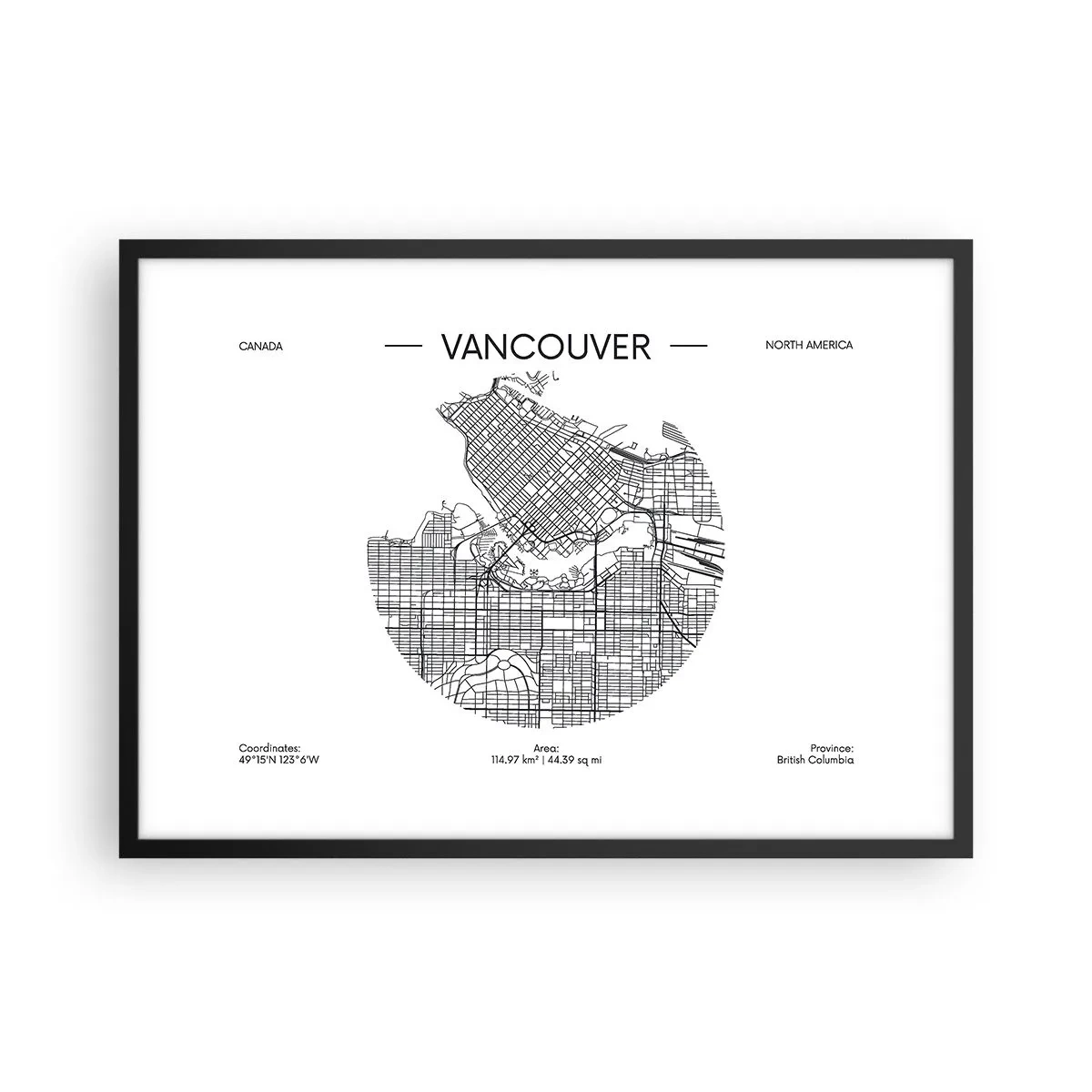 Poster in een zwarte lijst - Anatomie van Vancouver - 70x50 cm
