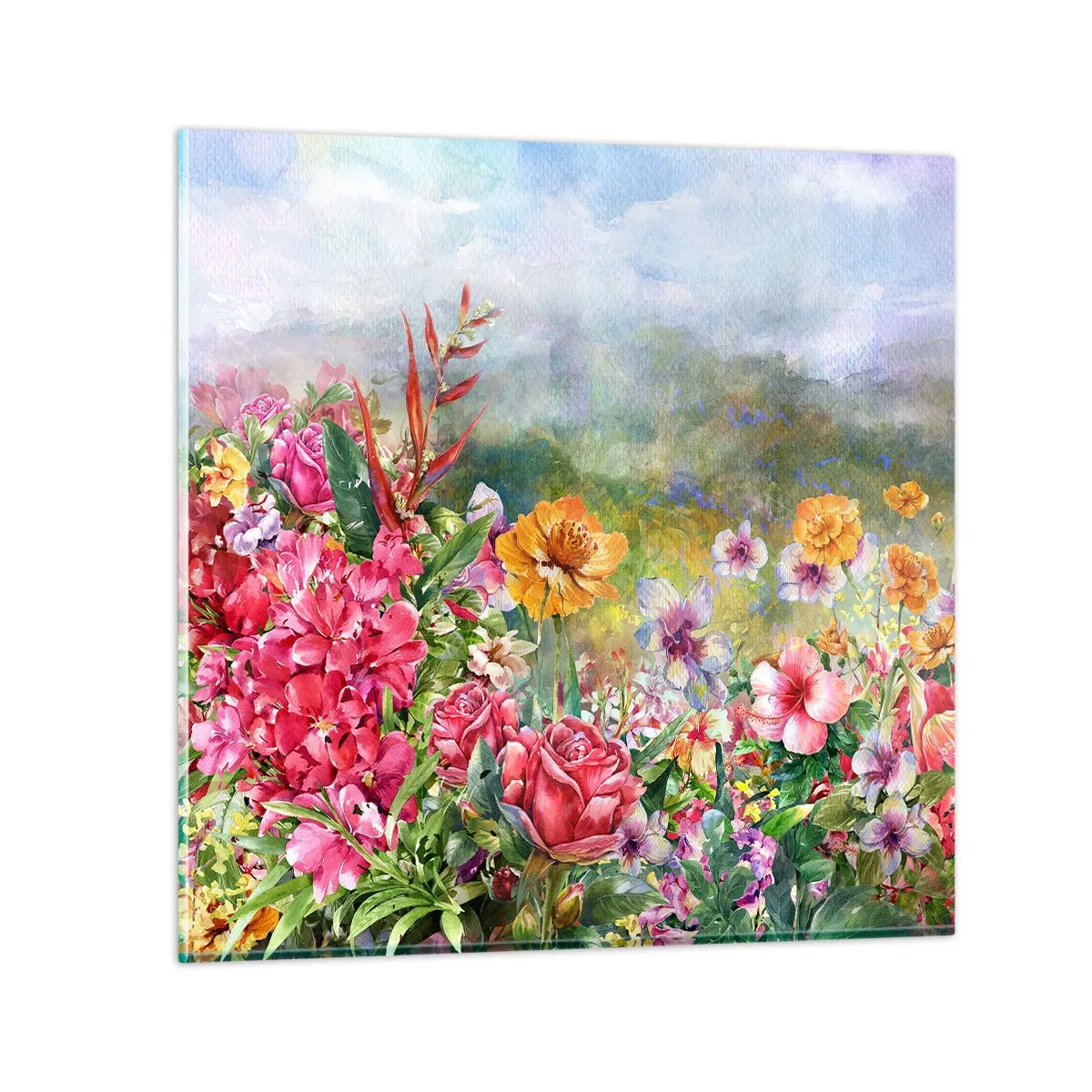Schilderen op glas - Een tuin die gek is geworden - 50x50 cm