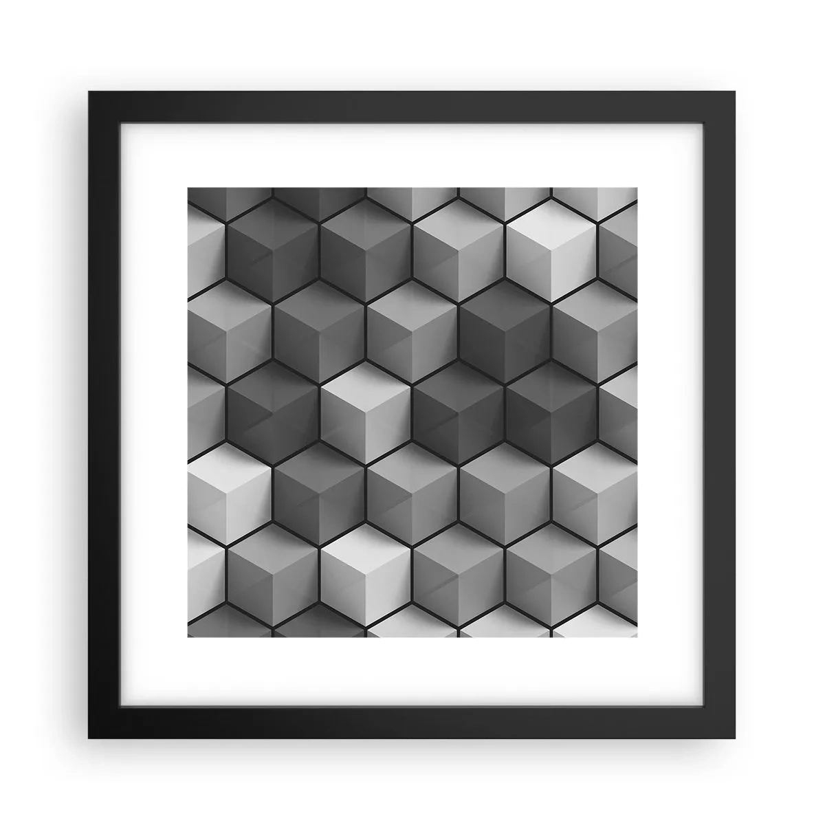 Poster in een zwarte lijst - Kubistische puzzel - 30x30 cm