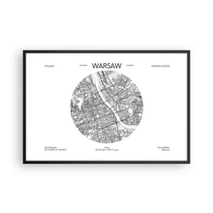 Poster in een zwarte lijst - Anatomie van Warschau - 91x61 cm