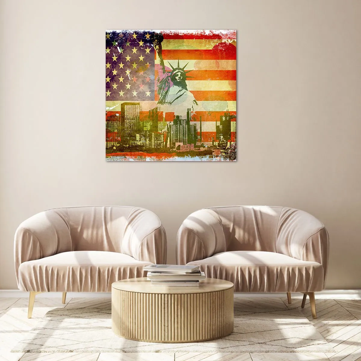 Schilderen op glas - Viva America! - 60x60 cm