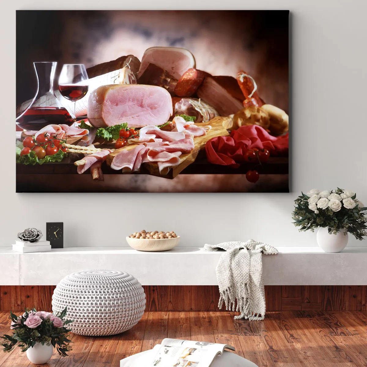 Schilderen op canvas - Een culinaire droom met een karaf - 100x70 cm