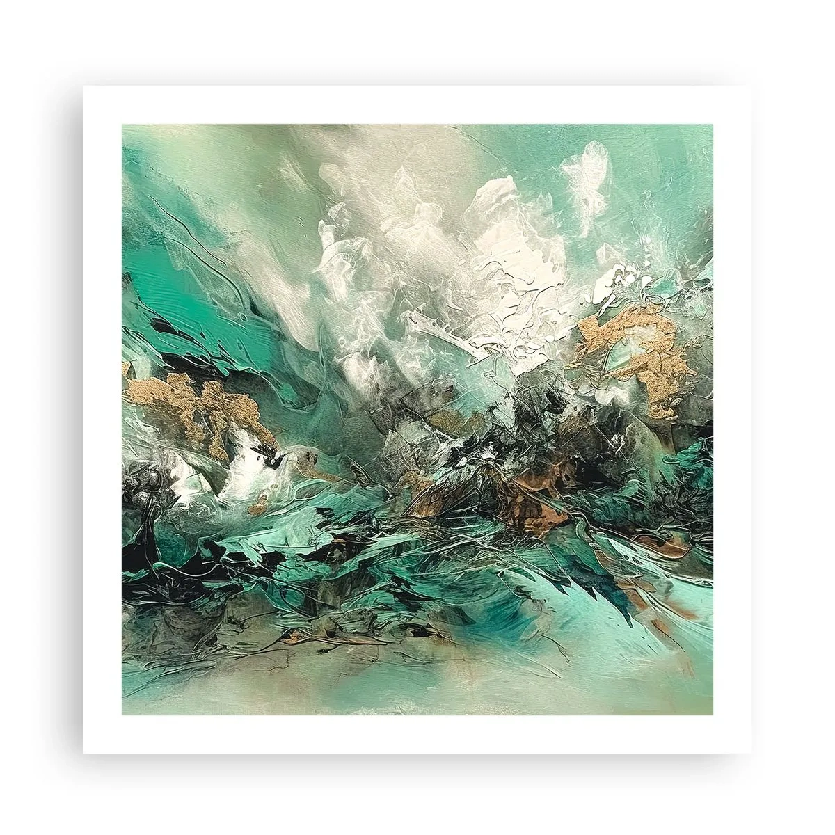 Poster - Emerald en zwarte branding - 60x60 cm
