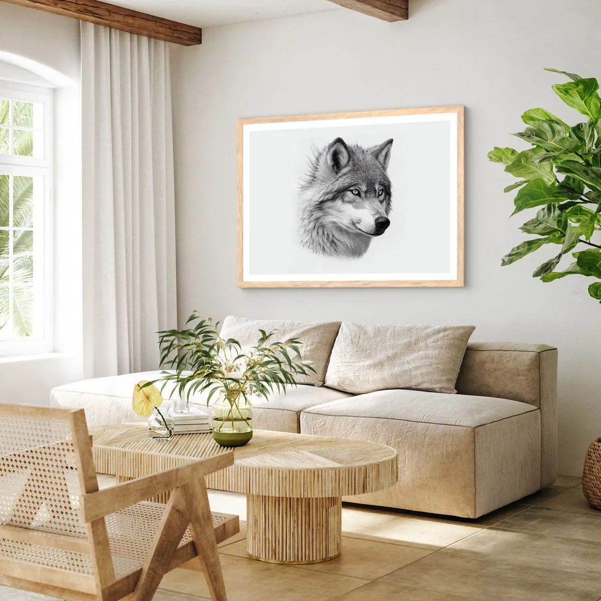 Een poster in een licht eiken lijst - Alfa – zonder twijfel - 70x50 cm