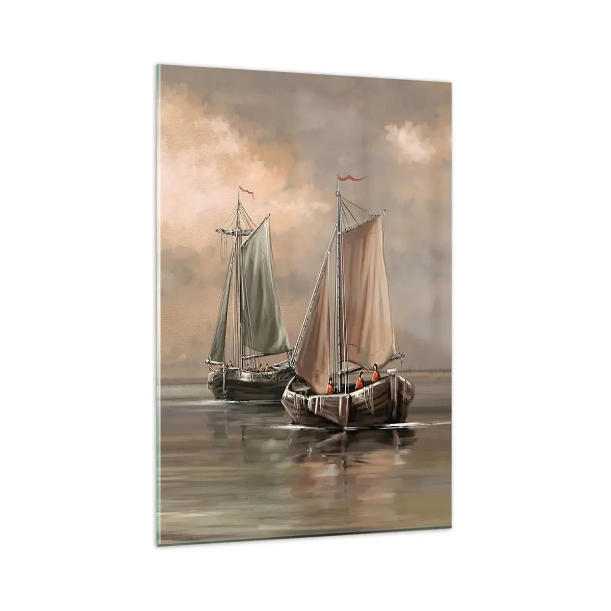 Schilderen op glas - De terugkeer van zeelieden - 80x120 cm