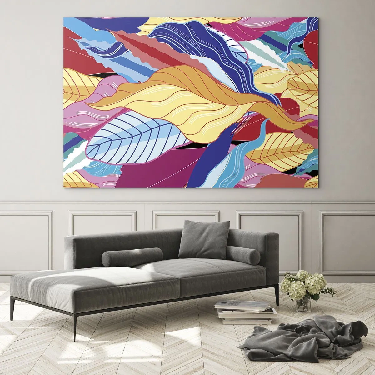 Schilderen op glas - Een kleurrijke puinhoop - 120x80 cm