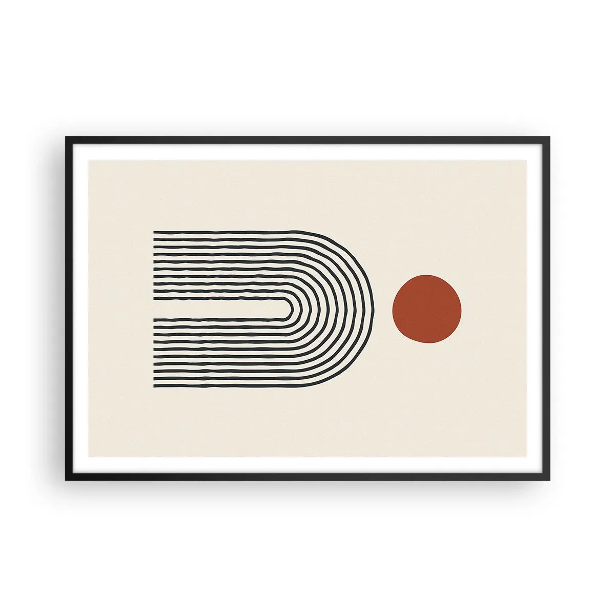 Poster in een zwarte lijst - Magnetisme van vormen en kleuren - 100x70 cm