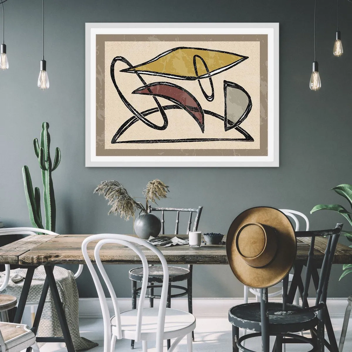 Poster in een witte lijst - Verticale en horizontale lijnen - 50x40 cm